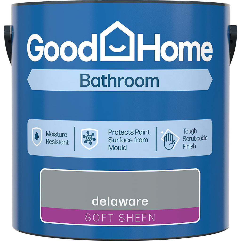 GoodHome Bathroom Delaware Soft sheen Wall & ceiling Emulsion paint, 2.5L