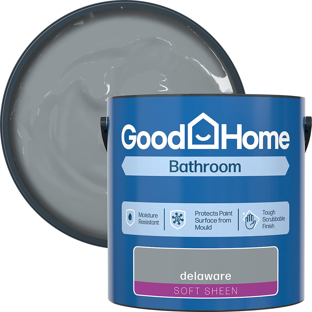 GoodHome Bathroom Delaware Soft sheen Wall & ceiling Emulsion paint, 2.5L