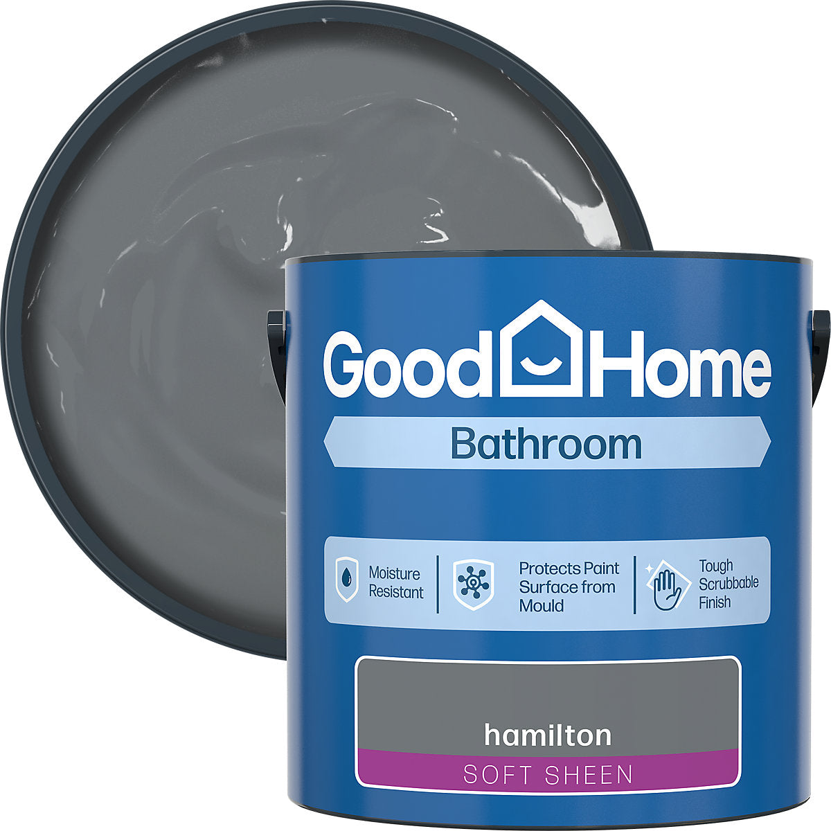 GoodHome Bathroom Hamilton Soft sheen Wall & ceiling Emulsion paint, 2.5L