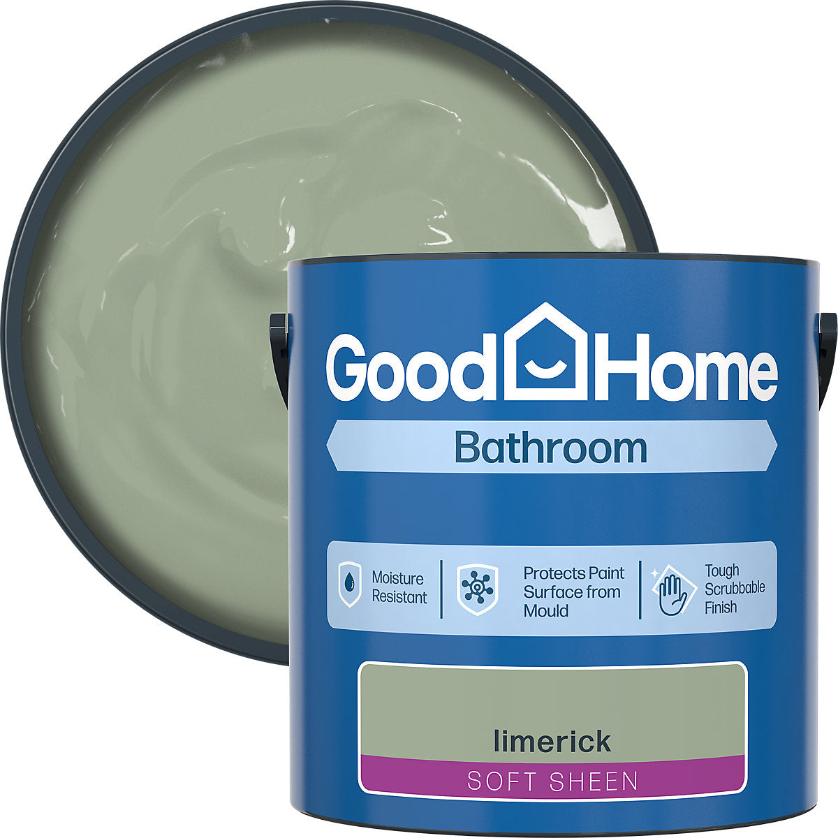 GoodHome Bathroom Limerick Soft sheen Wall & ceiling Emulsion paint, 2.5L