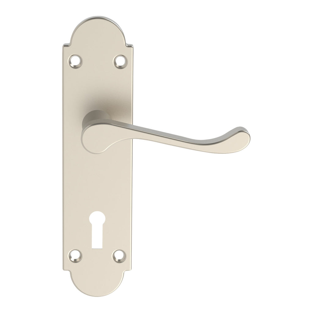 GoodHome Beja Grey Nickel effect Straight Lock Door handle (L)95mm (D)57mm Pair
