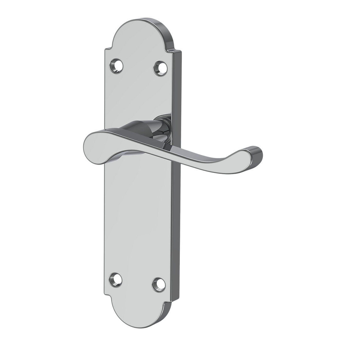 GoodHome Beja Polished Grey Chrome effect Scroll Latch Door handle (L)95mm (D)57mm Pack of 3
