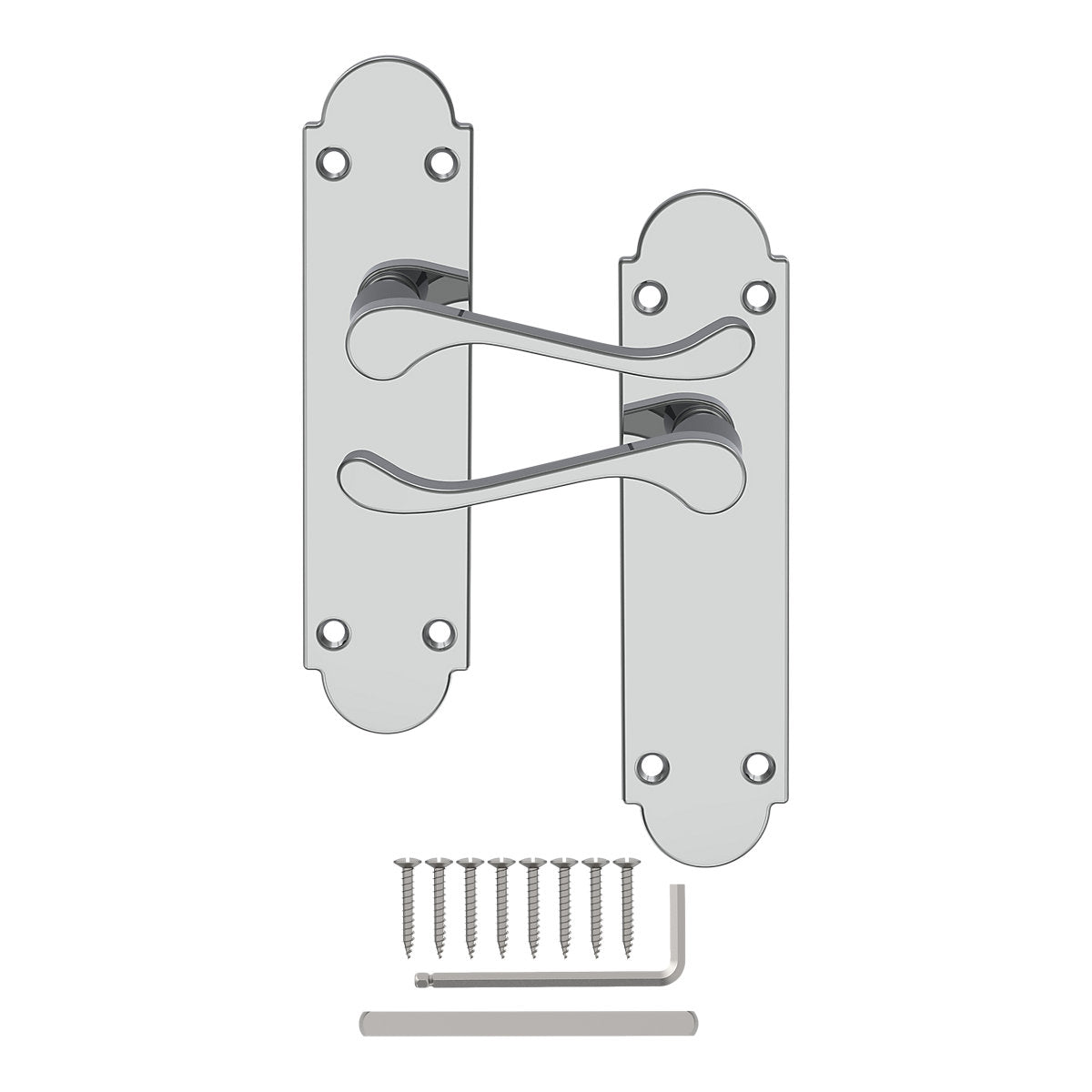 GoodHome Beja Polished Grey Chrome effect Scroll Latch Door handle (L)95mm (D)57mm Pack of 3