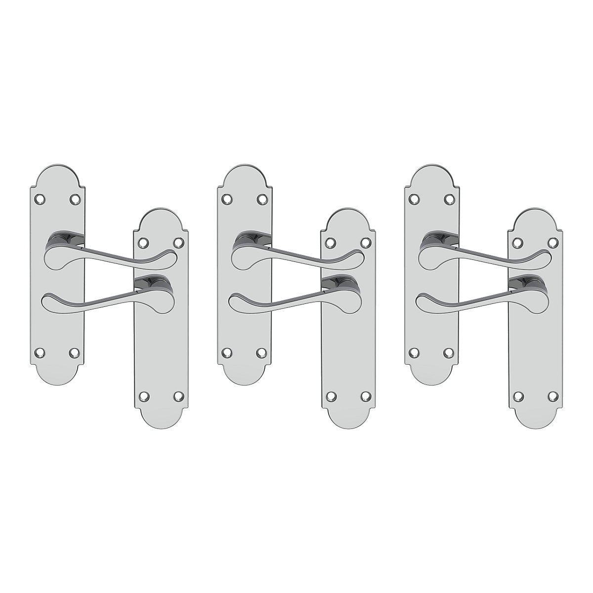 GoodHome Beja Polished Grey Chrome effect Scroll Latch Door handle (L)95mm (D)57mm Pack of 3