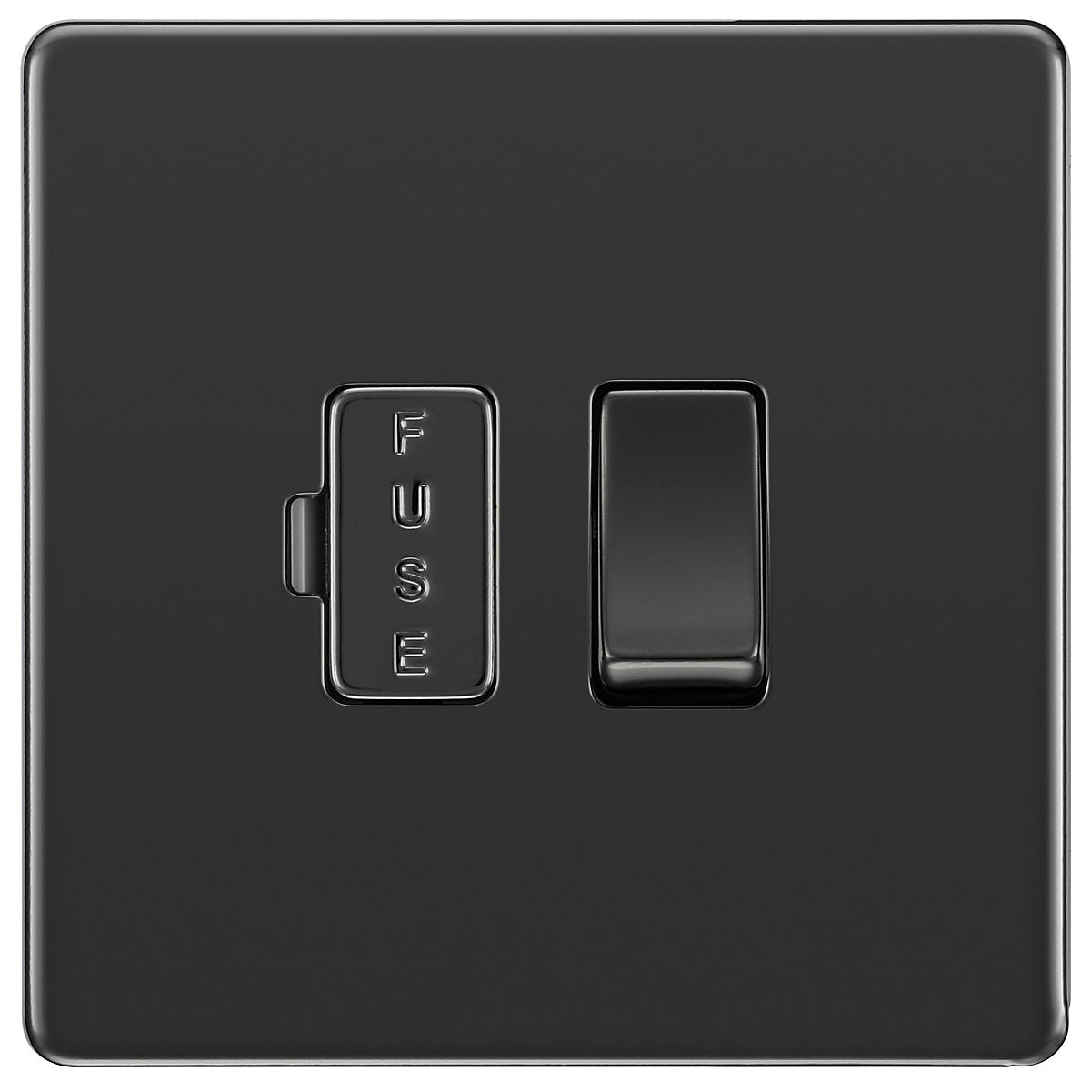 GoodHome Black Nickel 13A 2 way Flat profile Screwless Switched Fused connection unit
