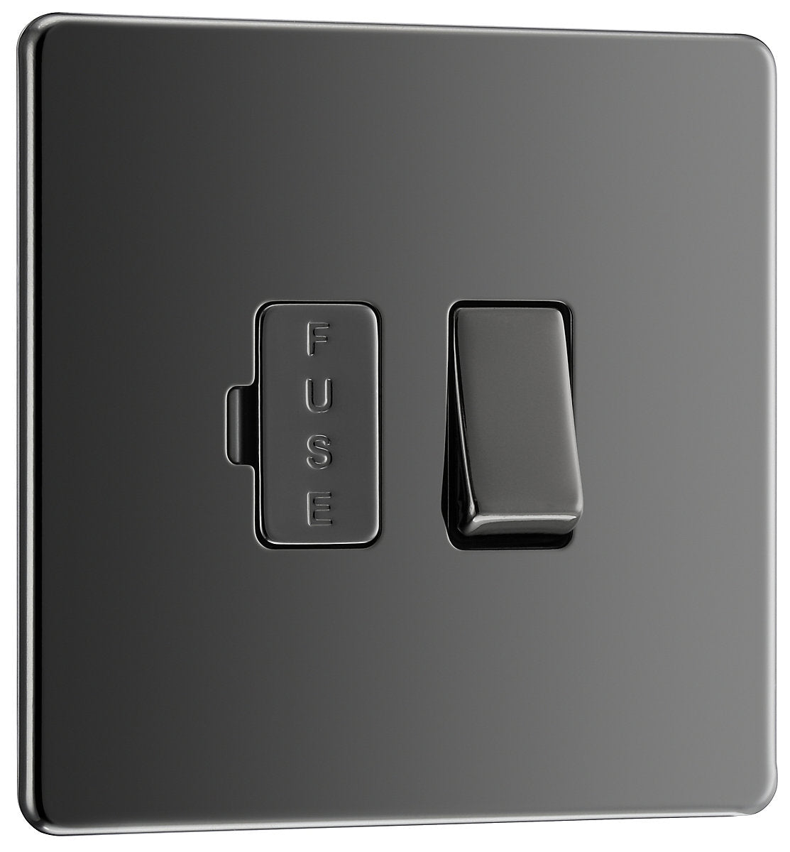 GoodHome Black Nickel 13A 2 way Flat profile Screwless Switched Fused connection unit