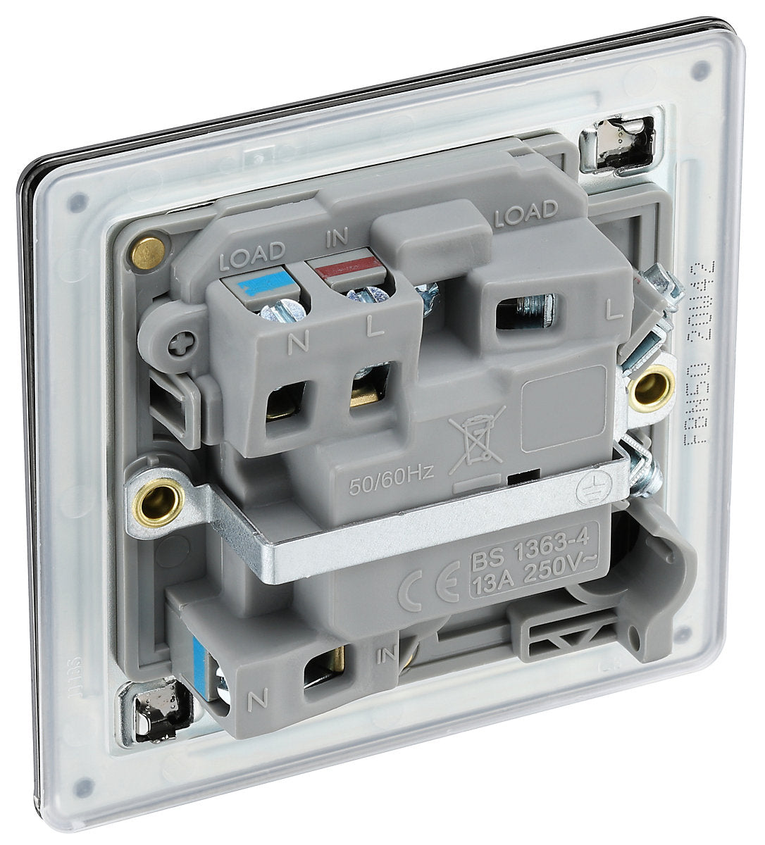 GoodHome Black Nickel 13A 2 way Flat profile Screwless Switched Fused connection unit
