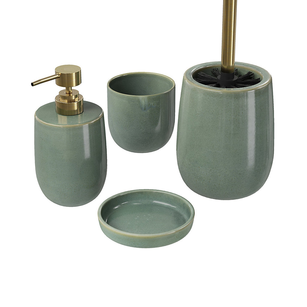 GoodHome Boann Gloss Green Reactive glaze effect Ceramic Soap dish