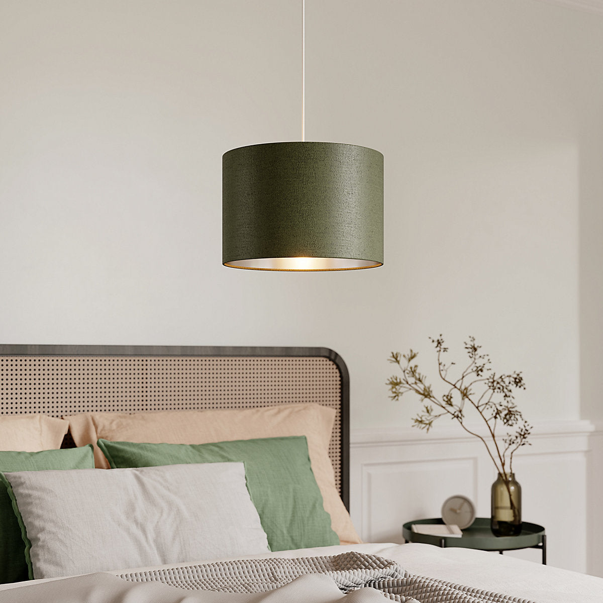 GoodHome Bodmin Olive Round Lamp shade (D)30cm