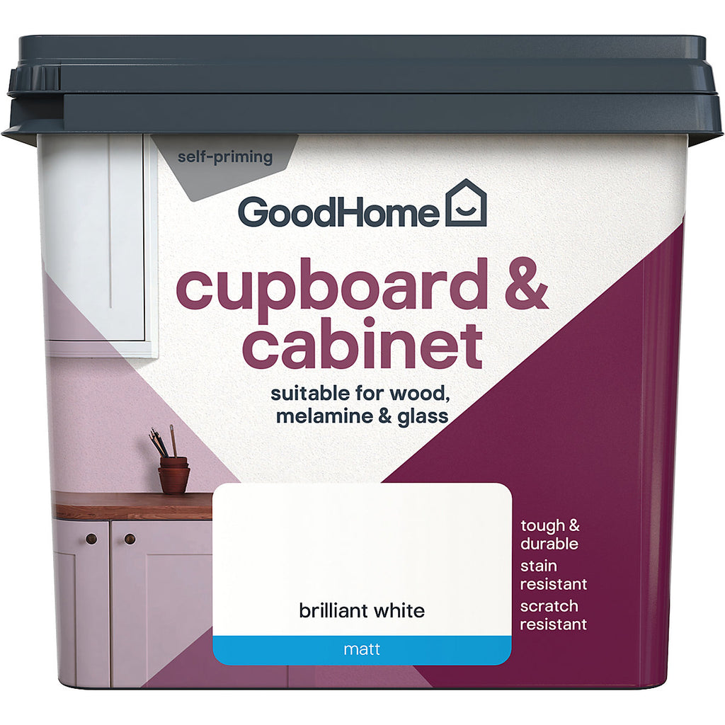 GoodHome Brilliant white Matt Cupboard & cabinet paint, 750ml
