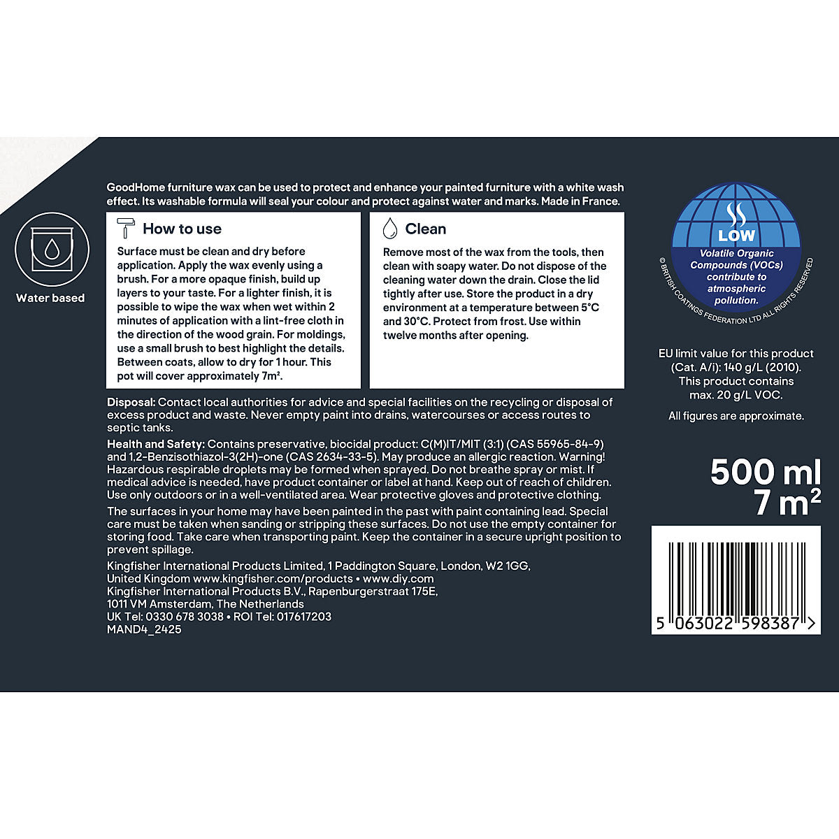 GoodHome Brilliant white Matt Furniture Finishing wax, 500ml
