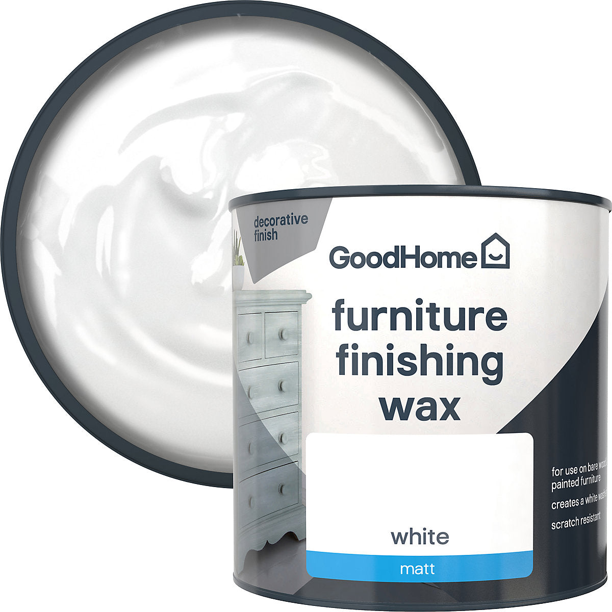GoodHome Brilliant white Matt Furniture Finishing wax, 500ml