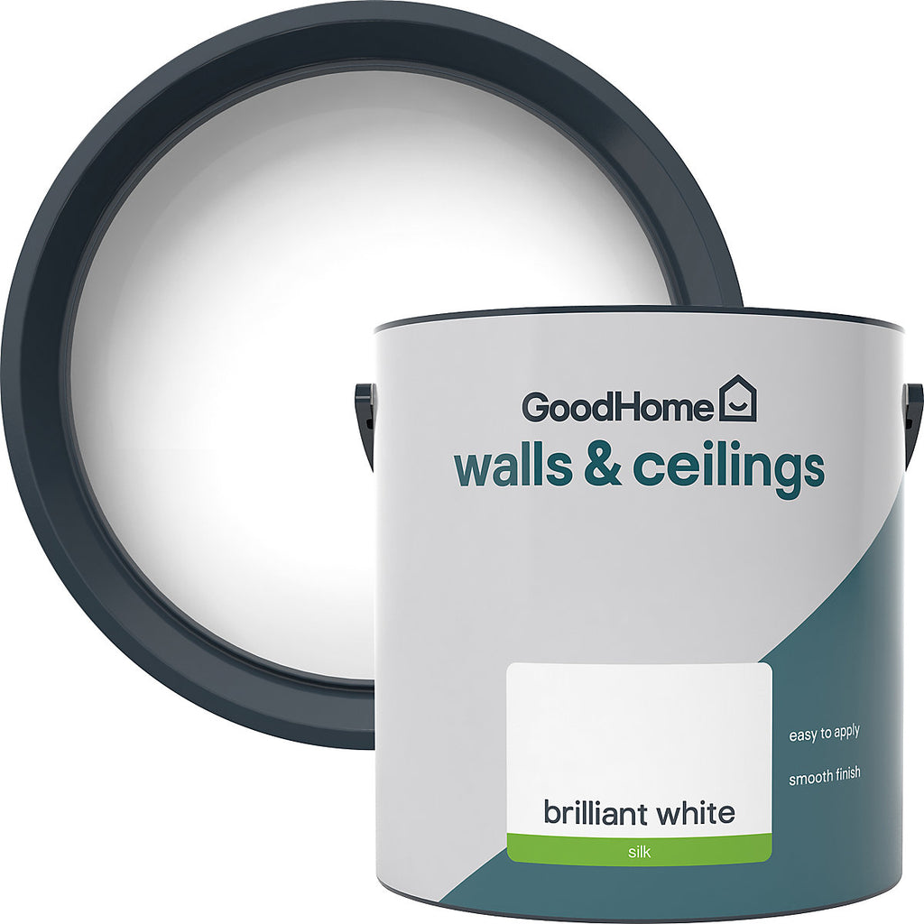 GoodHome Brilliant white Silk Wall & ceiling Emulsion paint, 2.5L