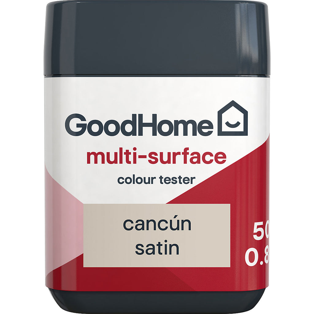 GoodHome Cancún Satin Multi-surface paint, 50ml Tester pot