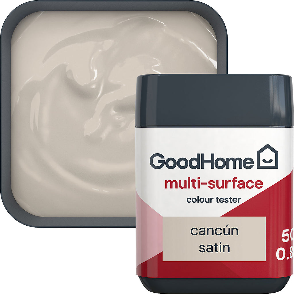 GoodHome Cancún Satin Multi-surface paint, 50ml Tester pot