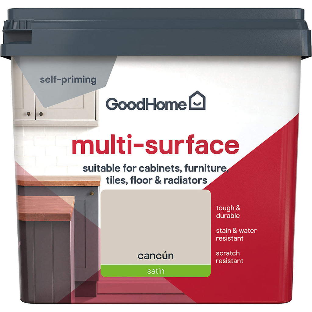 GoodHome Cancún Satin Multi-surface paint, 750ml