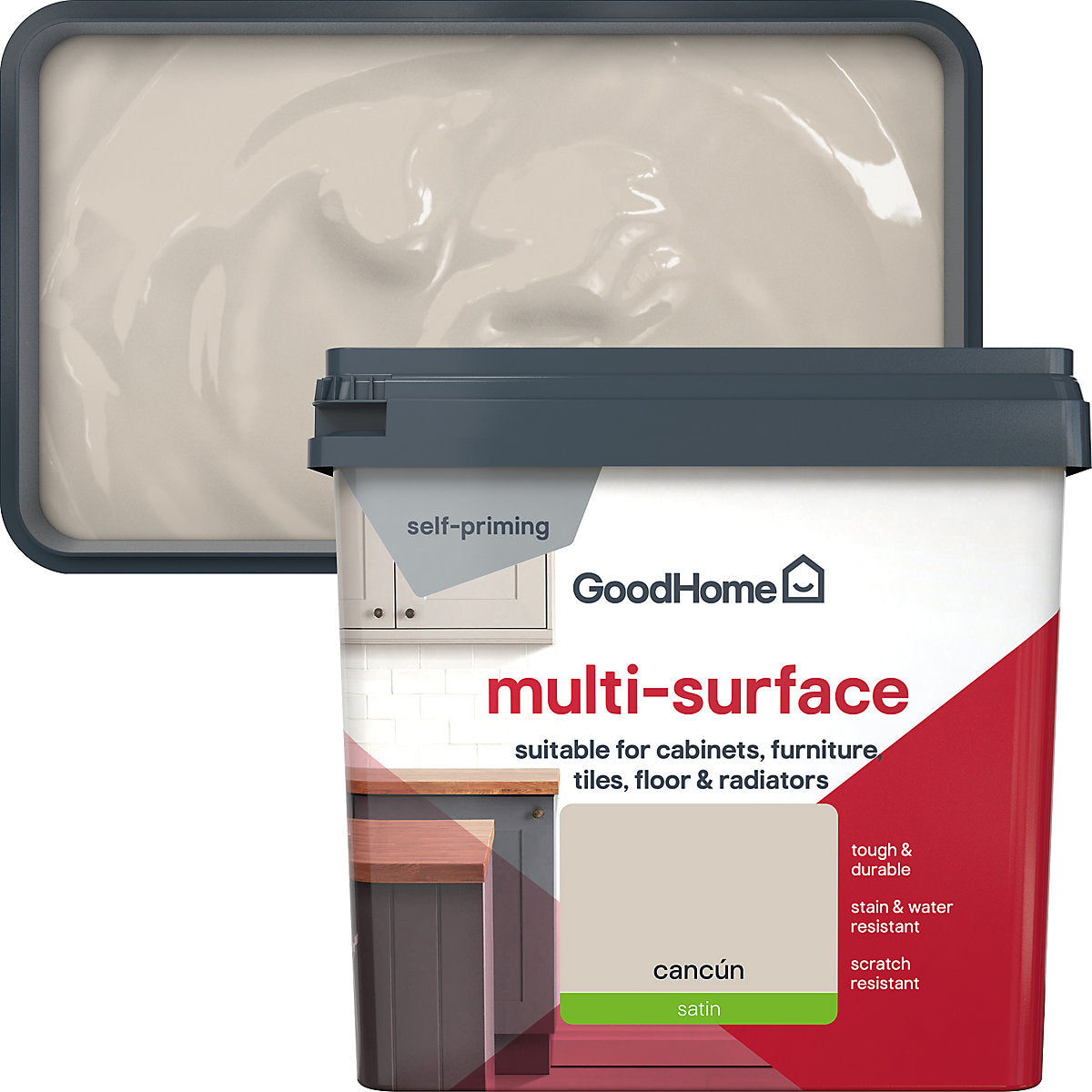 GoodHome Cancún Satin Multi-surface paint, 750ml