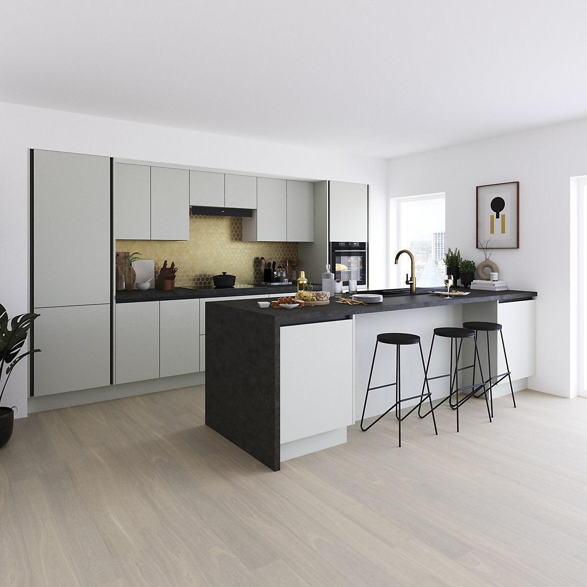 GoodHome Caraway Innovo Handleless Matt Black Drawer outer corner