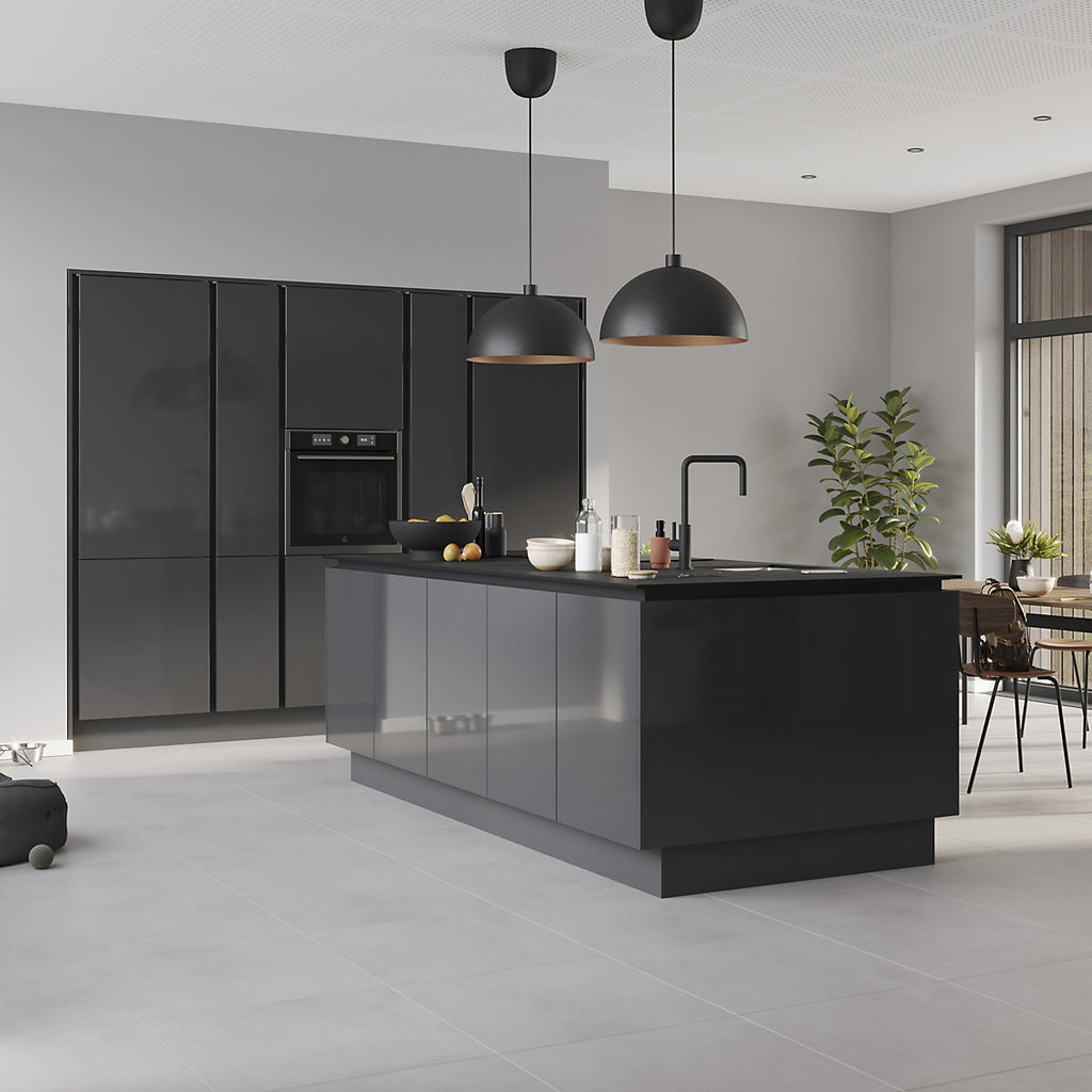 GoodHome Caraway Innovo Handleless Matt Black Drawer outer corner
