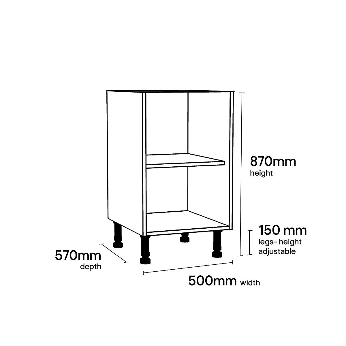 GoodHome Caraway White Base unit, (W)500mm