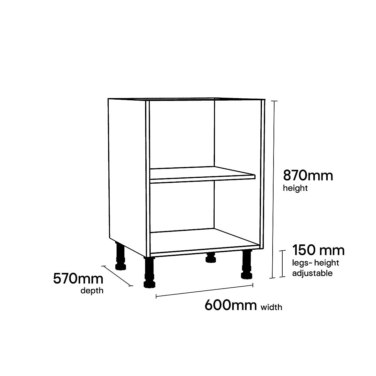 GoodHome Caraway White Base unit, (W)600mm