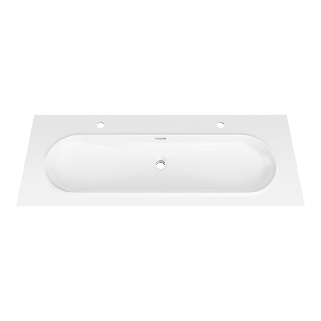 GoodHome Cavally Satin White Rectangular Single Vanity Basin (W)120.4cm
