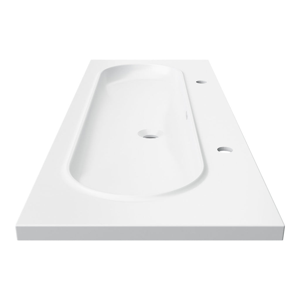GoodHome Cavally Satin White Rectangular Single Vanity Basin (W)120.4cm