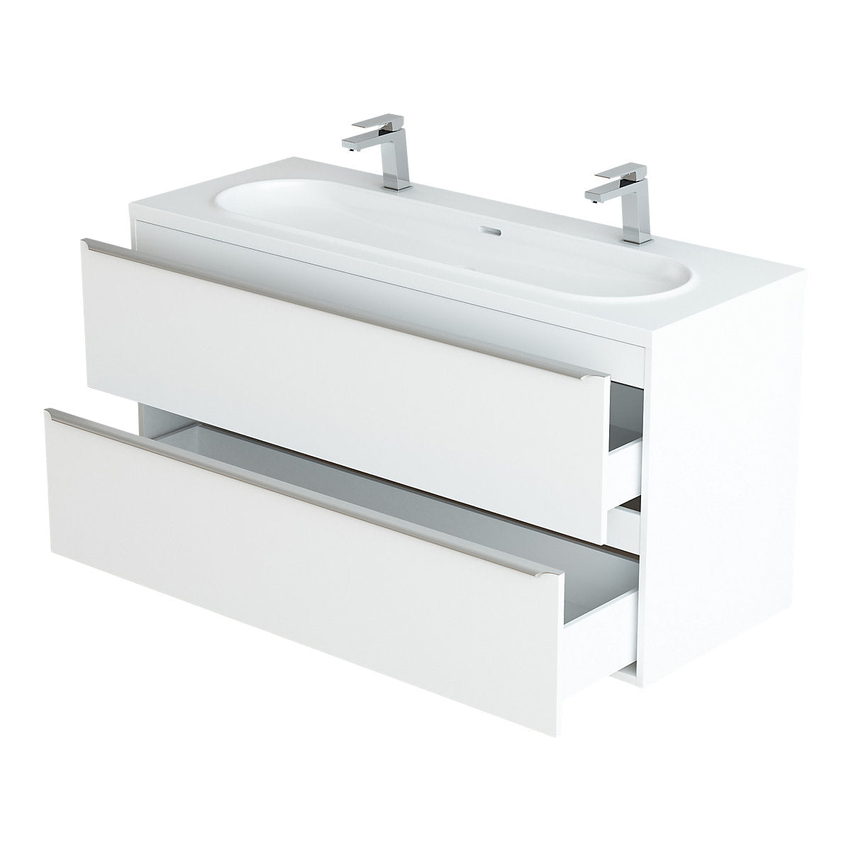 GoodHome Cavally Satin White Rectangular Single Vanity Basin (W)120.4cm