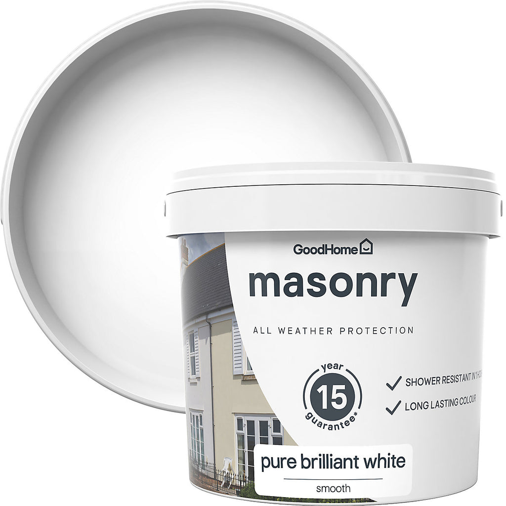 GoodHome Classic Pure brilliant white Smooth Matt Masonry paint, 5L