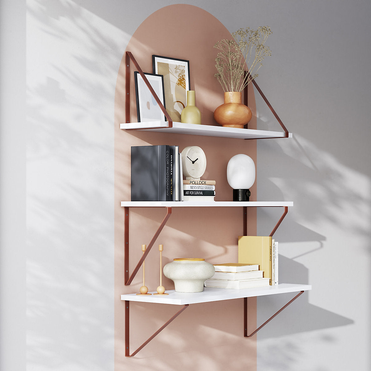 GoodHome Clever Pink Steel Shelving bracket (H)280mm (D)200mm