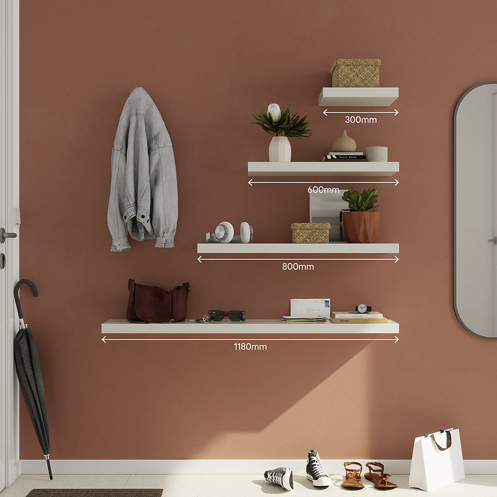 GoodHome Cusko White Rectangular Floating shelf (L)30cm x (D)23.5cm
