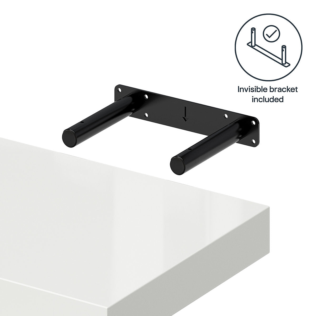 GoodHome Cusko White Rectangular Floating shelf (L)30cm x (D)23.5cm