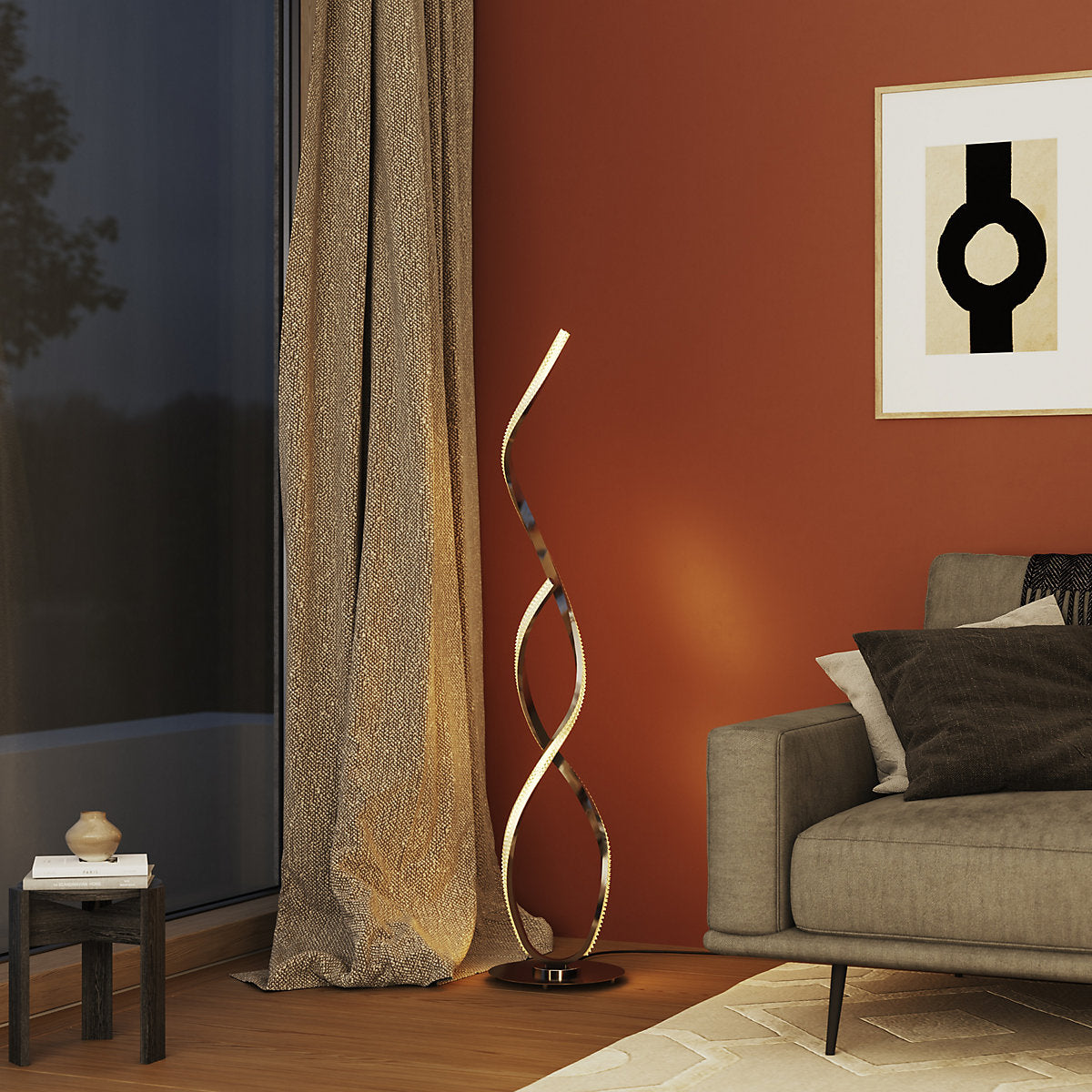 GoodHome Darien Chrome effect LED Floor lamp