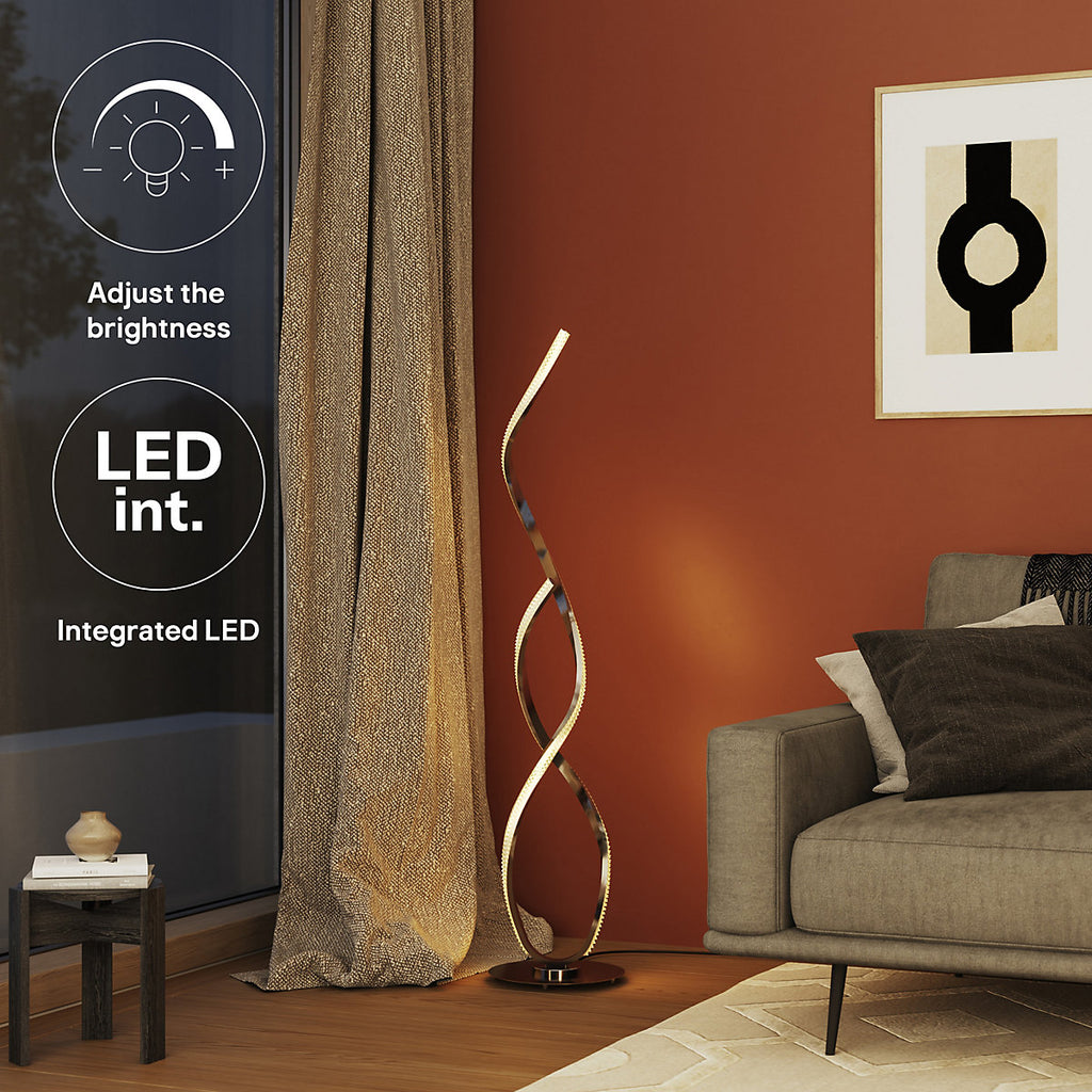 GoodHome Darien Chrome effect LED Floor lamp