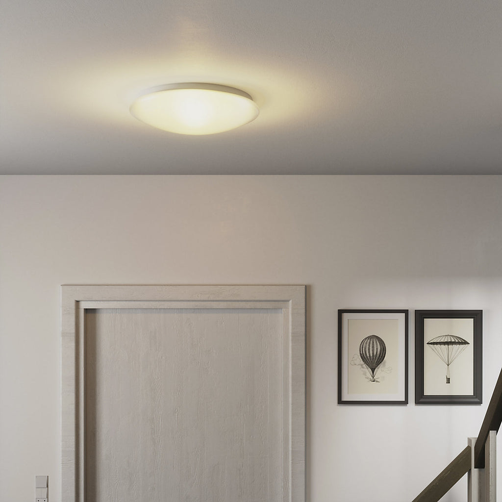 GoodHome Dea Round Matt Metal & plastic White Frosted effect LED Ceiling light