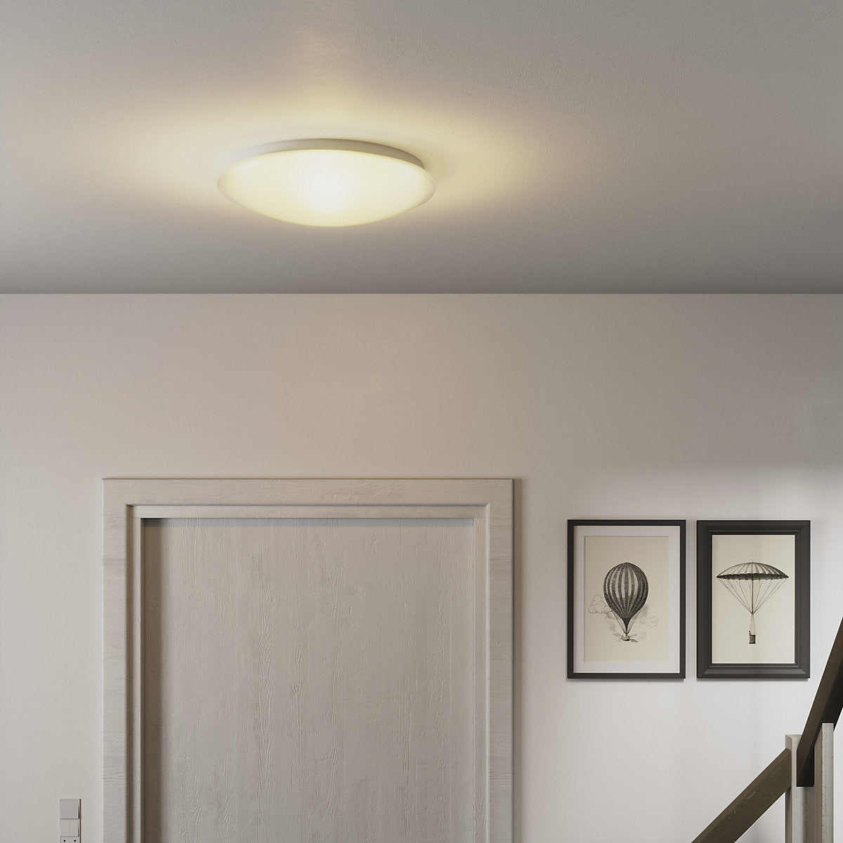 GoodHome Dea Round Matt Metal & plastic White Frosted effect LED Ceiling light