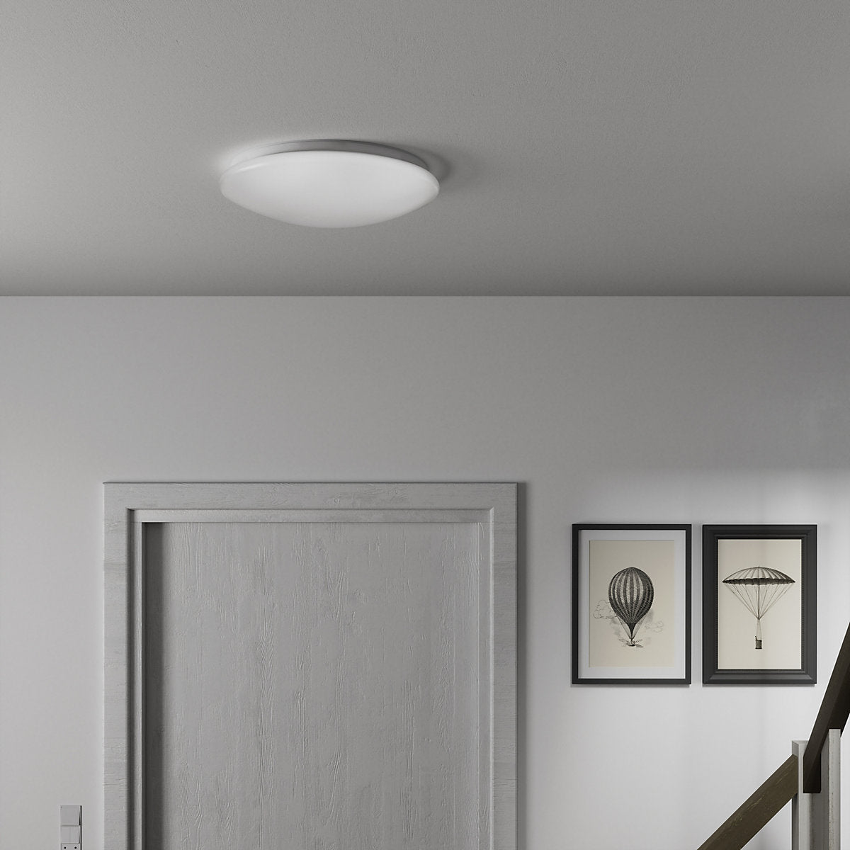 GoodHome Dea Round Matt Metal & plastic White Frosted effect LED Ceiling light