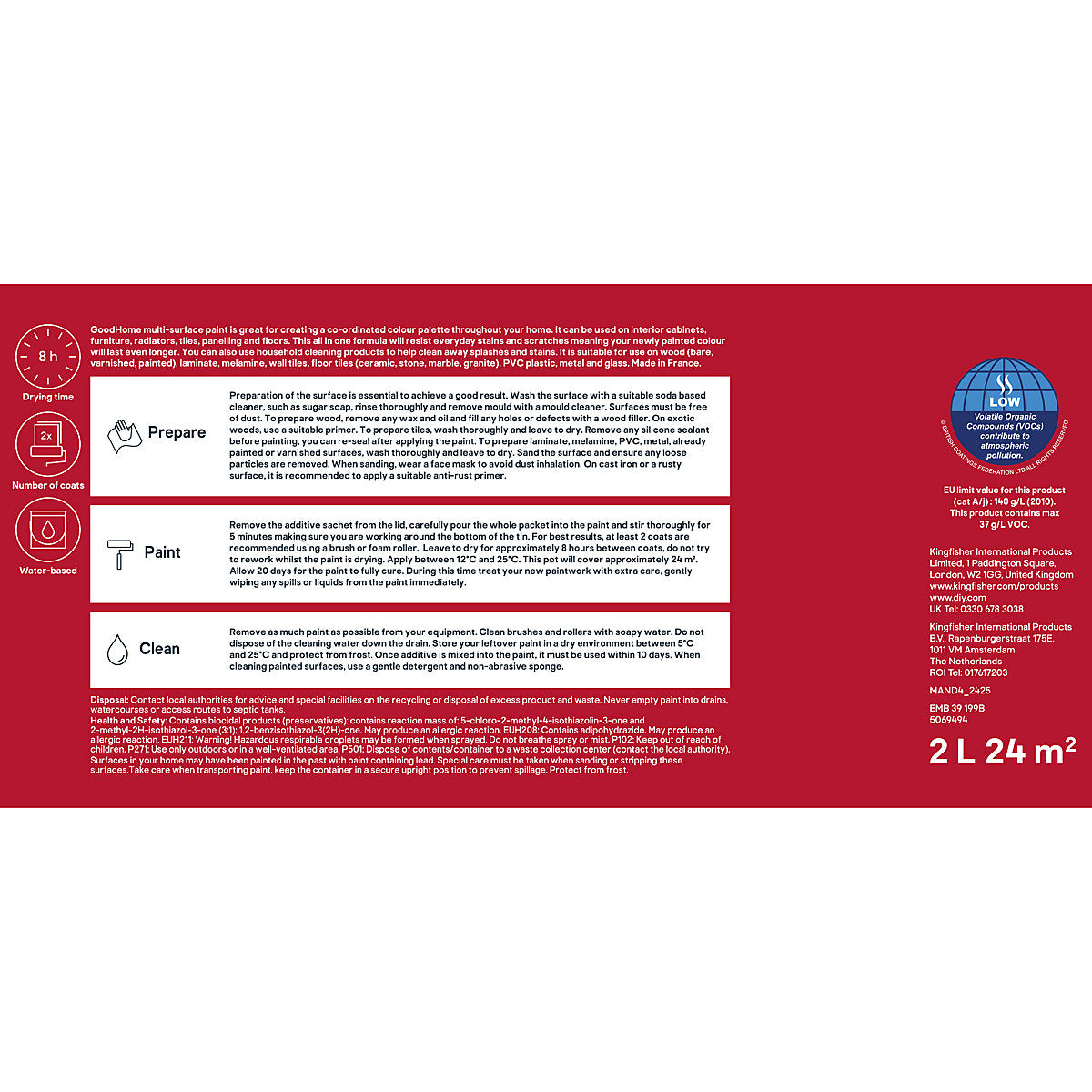 GoodHome Delaware Matt Multi-surface paint, 2L