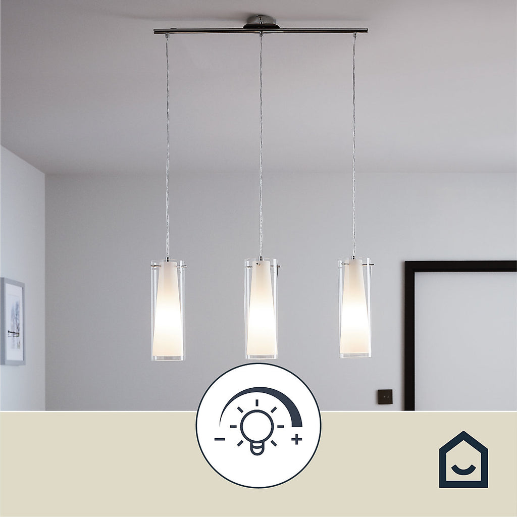 GoodHome Dimonika White Chrome effect 3 Lamp Pendant ceiling light, (Dia)110mm