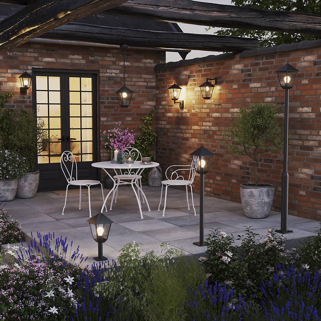 GoodHome Docker Fixed Matt Black Mains-powered Outdoor Up Wall light