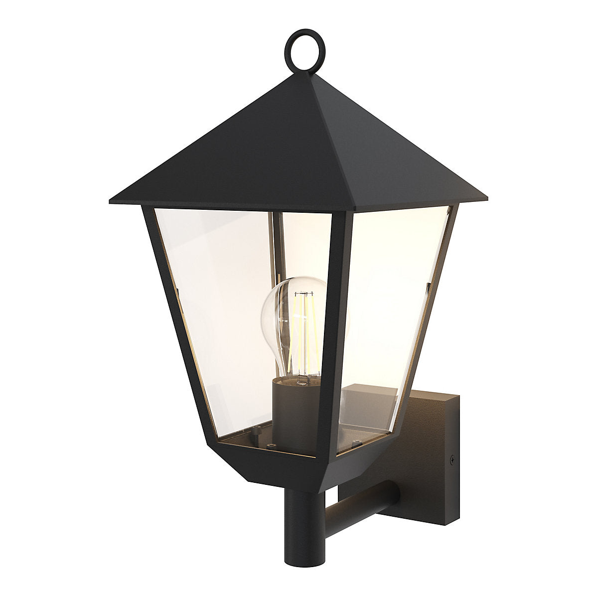 GoodHome Docker Fixed Matt Black Mains-powered Outdoor Up Wall light