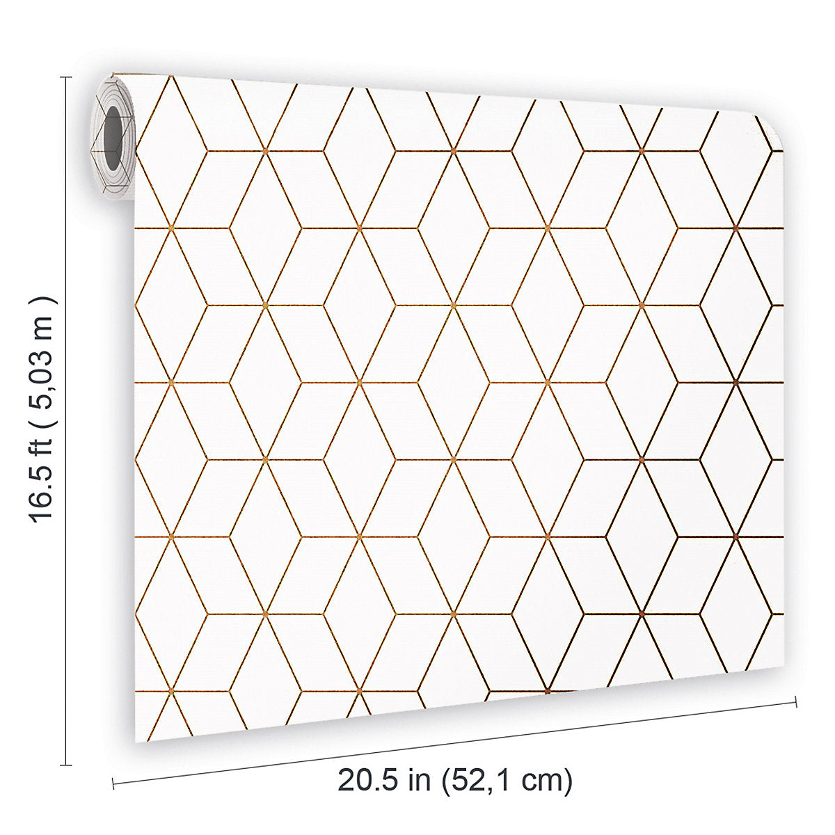 GoodHome Donnington Cream Metallic effect Geometric Smooth Wallpaper