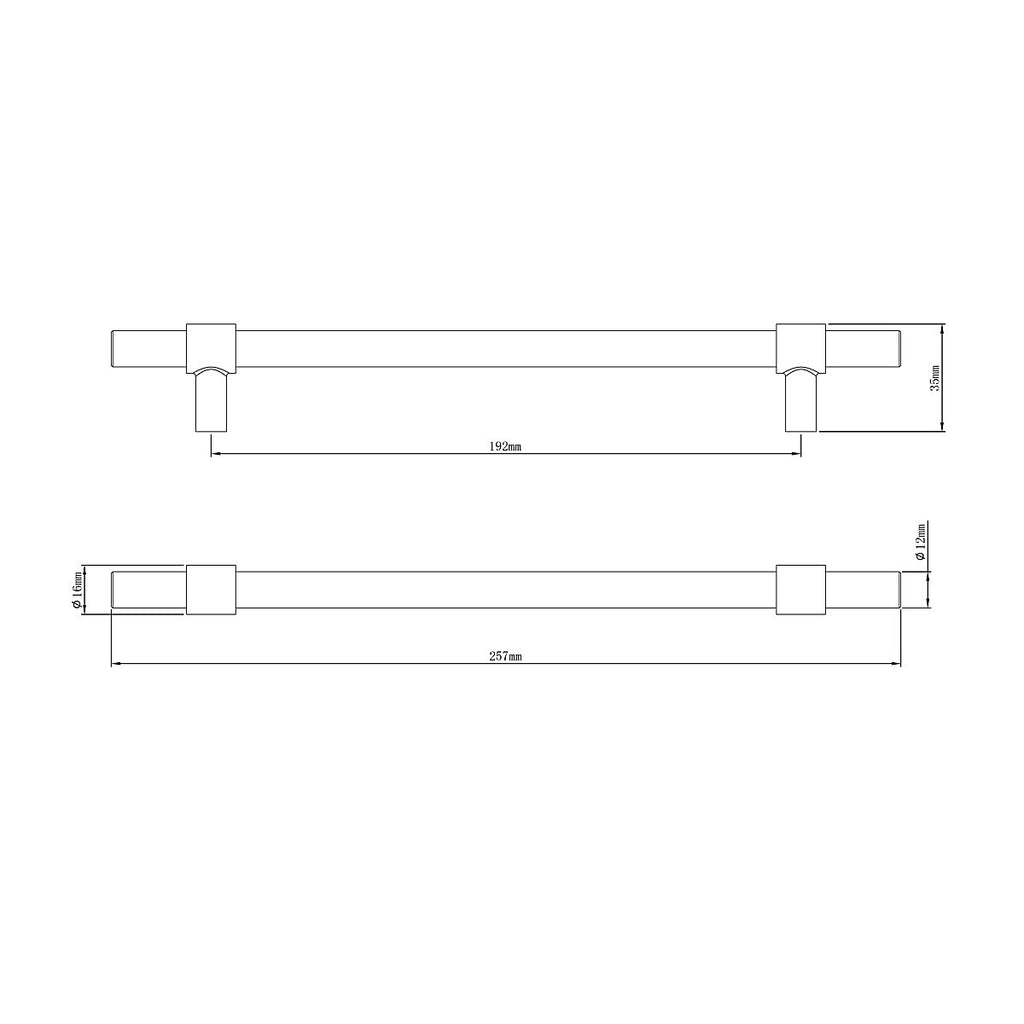 GoodHome Dukkah Matt Black Kitchen cabinets Bar Pull Handle (L)25.7cm (D)35mm, Pack of 2