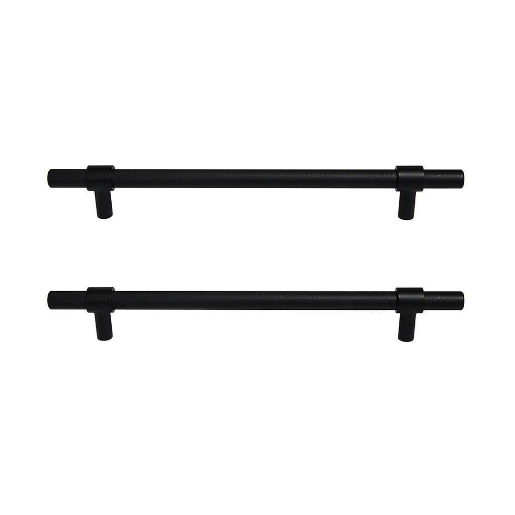 GoodHome Dukkah Matt Black Kitchen cabinets Bar Pull Handle (L)25.7cm (D)35mm, Pack of 2