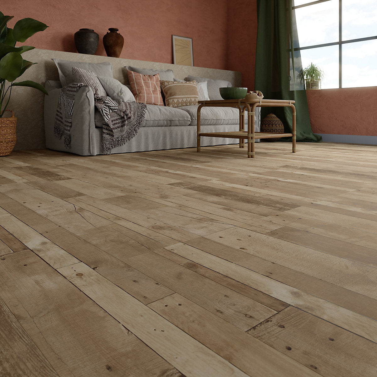 GoodHome Dunwich Blond & light oak Patchwork Natural Mixed wood effect Laminate Flooring Sample