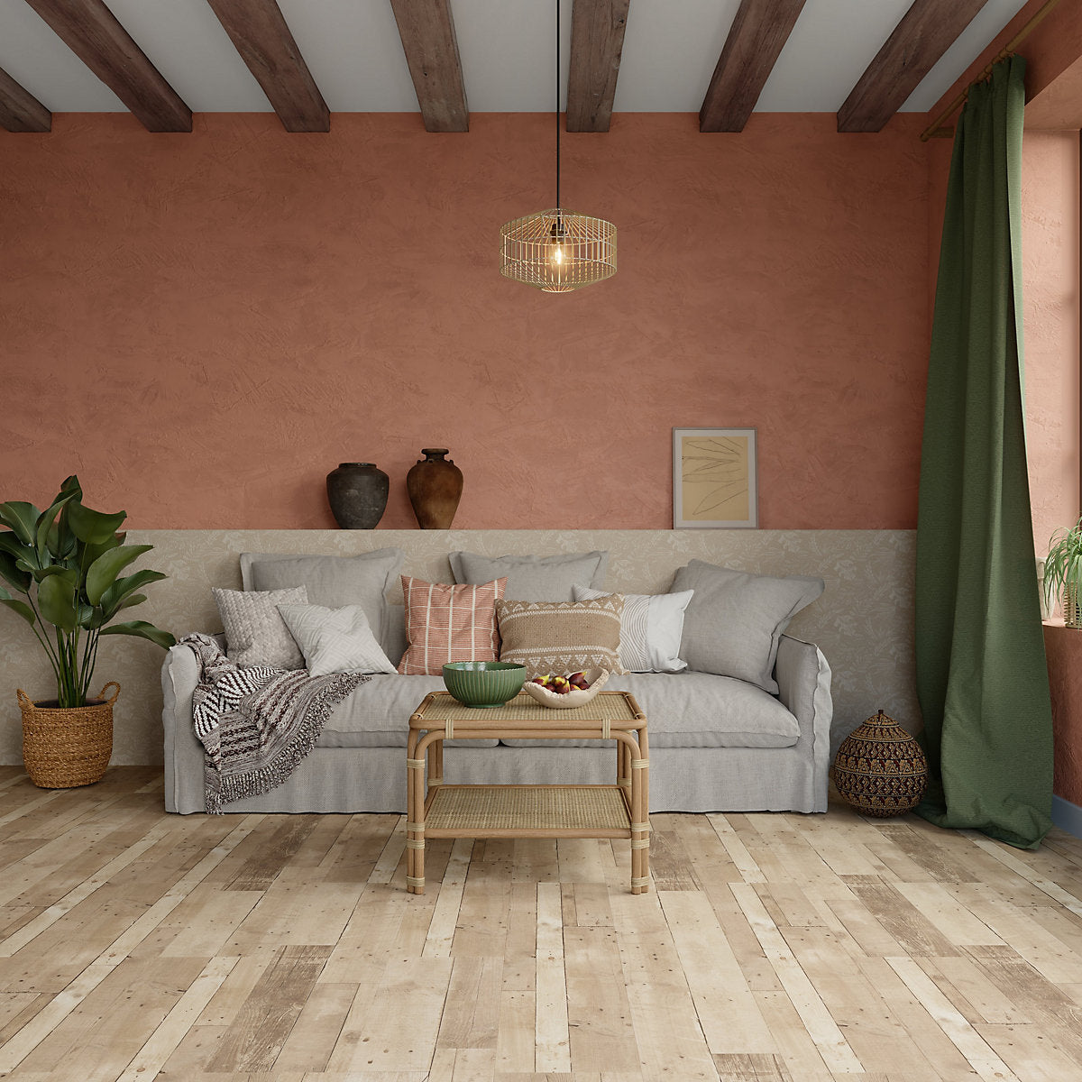 GoodHome Dunwich Blond & light oak Patchwork Natural Mixed wood effect Laminate Flooring Sample