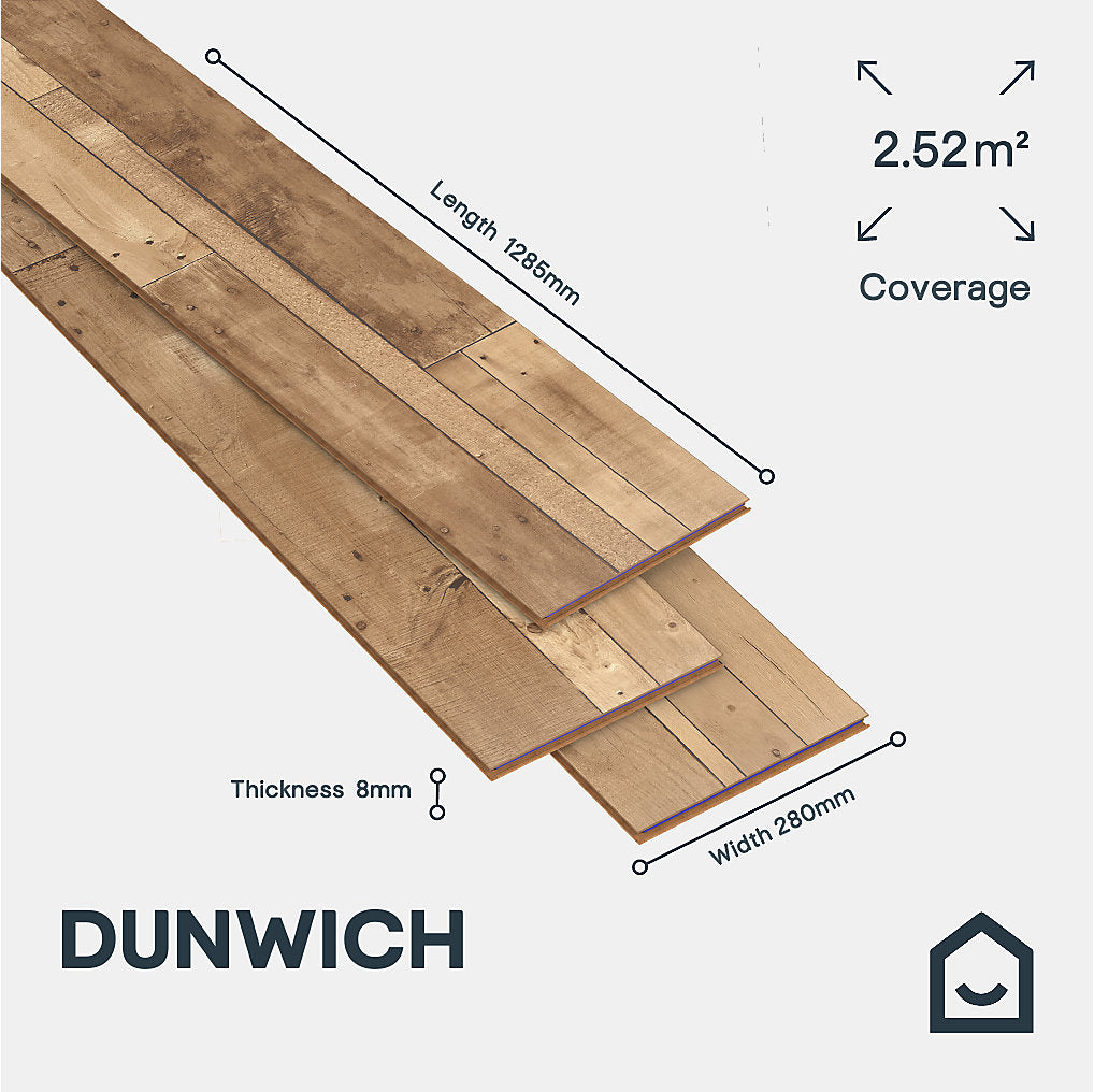 GoodHome Dunwich Blond & light oak Patchwork Natural Mixed wood effect Laminate Flooring Sample