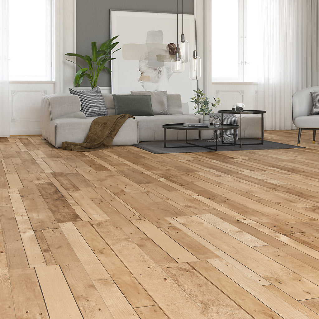 GoodHome Dunwich Blond & light oak Patchwork Natural Mixed wood effect Laminate Flooring Sample