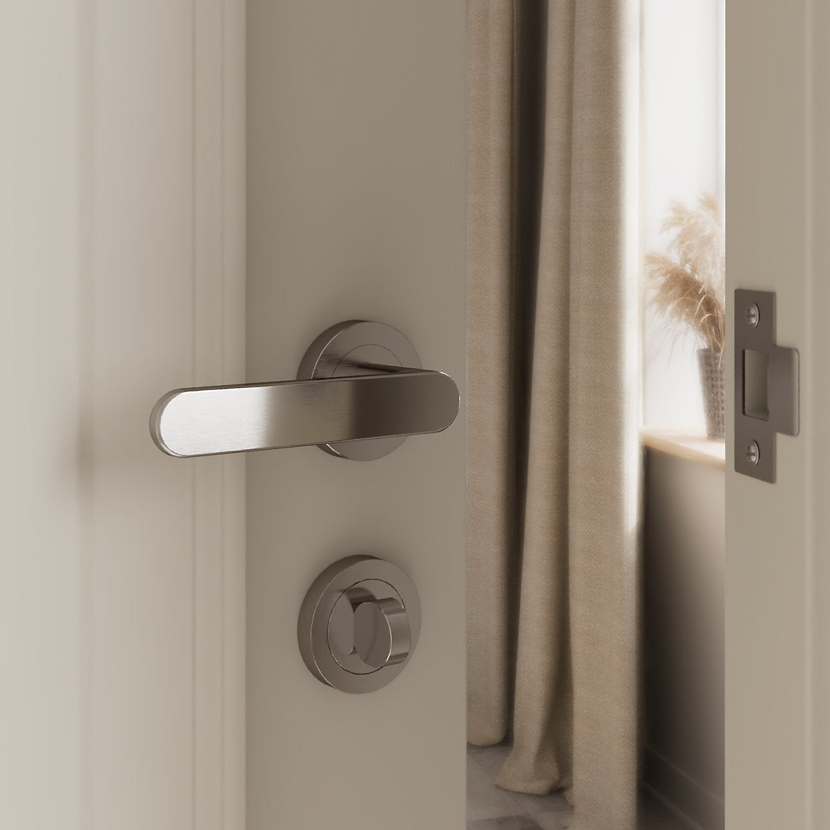 GoodHome Duod Brushed Grey Nickel effect Round Thumbturn, Pair
