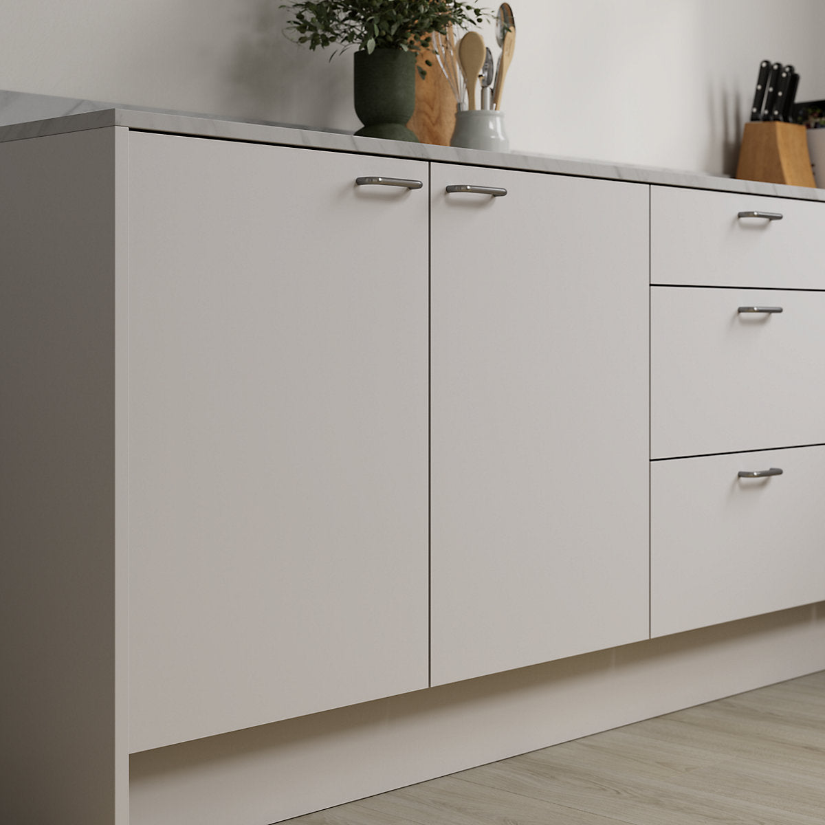 GoodHome Elcot Matt pebble Standard Wall end panel (H)960mm (W)360mm